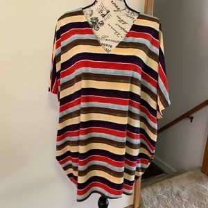 Liz Clairborne, multi colored striped blouse, 3x. Short sleeved.